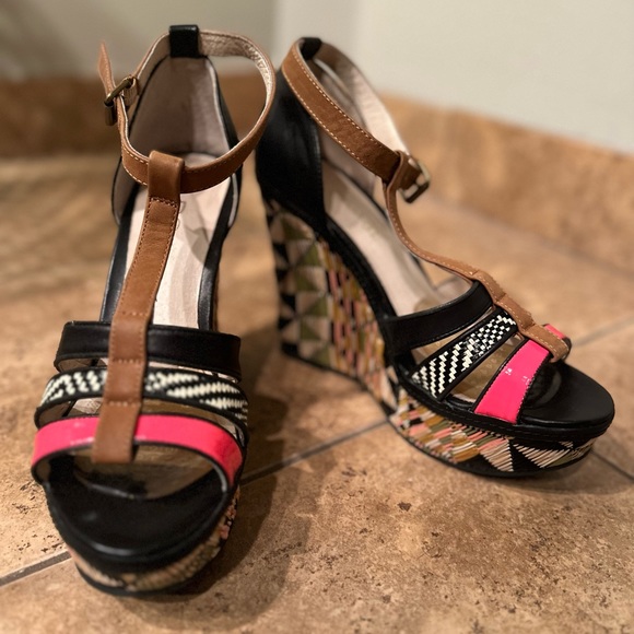 Aldo Leather Reva Colorful Wedge Heel Sandal Women's size 9 - Picture 2 of 7